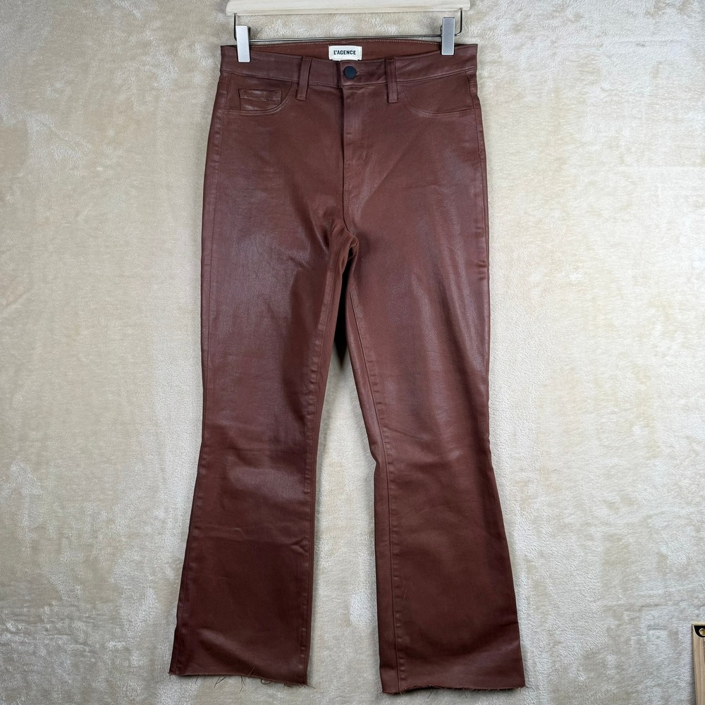 L'AGENCE Kendra High Rise Cropped Flare Jeans Chocolate Coated 2714PDDC Size 27